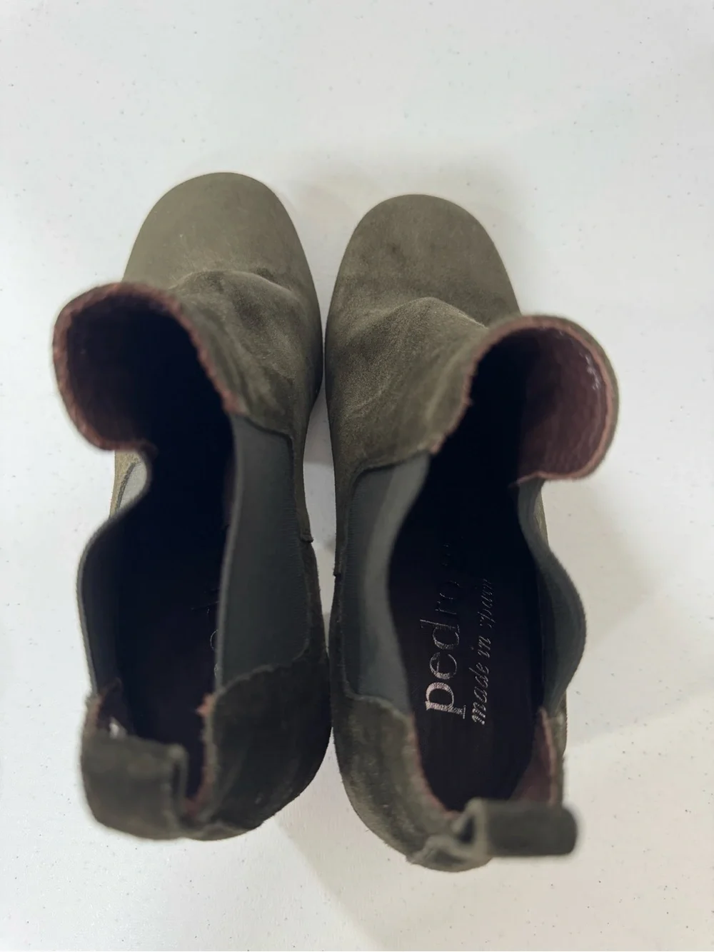 Pedro García Nenet Chelsea Dark Green Suede Block Heel Booties Women's 36.5